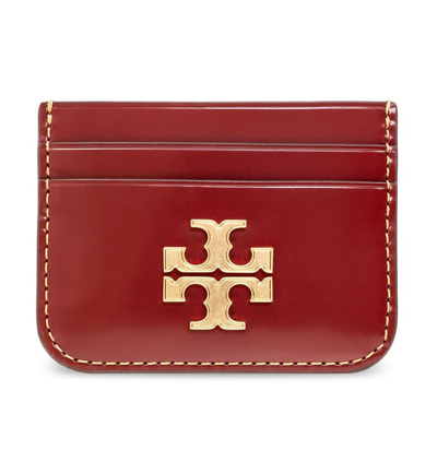 Tory Burch Eleanor Logo Plaque Cardholder In Red