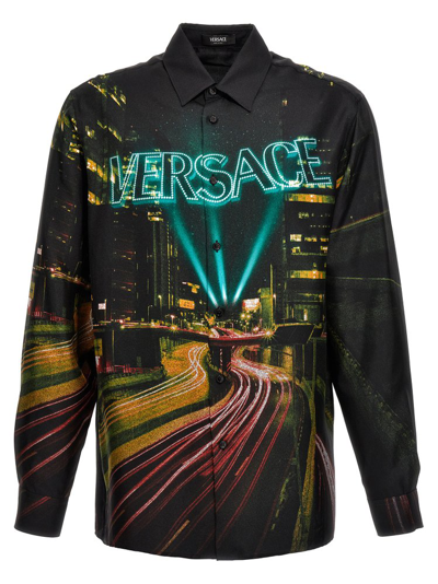 Versace City Lights Silk Shirt In Multicolour