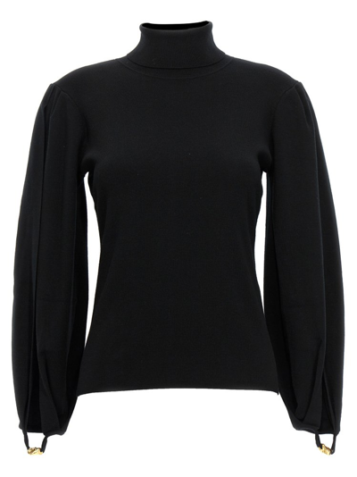 Chloé Slit-sleeved Superfine-knit Jumper In Black