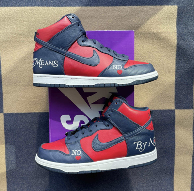 Pre-owned Nike X Supreme Size 11 - Nike Sb Dunk Supreme High By Any Means Necessary Shoes In Blue