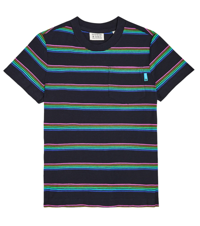 Scotch & Soda Kids' Striped Cotton Jersey T-shirt In Multicoloured