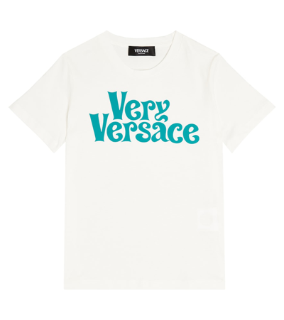 Versace Kids' Very 棉质针织t恤 In White