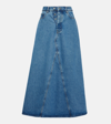 Ganni Dyed Button-fly Denim Maxi Skirt In Blue