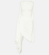 ALAÏA ALAÏA ASYMMETRIC DRAPED JERSEY MINIDRESS