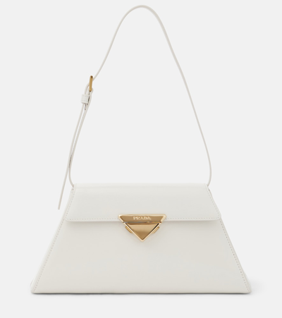 Prada Schultertasche Small Aus Leder In White