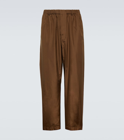 Lemaire Gerade Hose Aus Seide In Brown