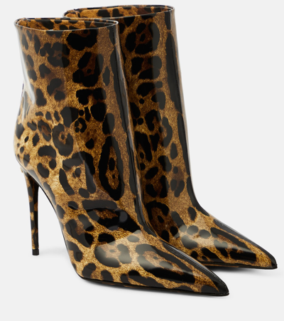 Dolce & Gabbana Lollo Leopard-print Leather Ankle Boots In Multicoloured