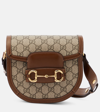 Gucci Horsebit 1955 Leather-trimmed Printed Coated-canvas Shoulder Bag In Brown