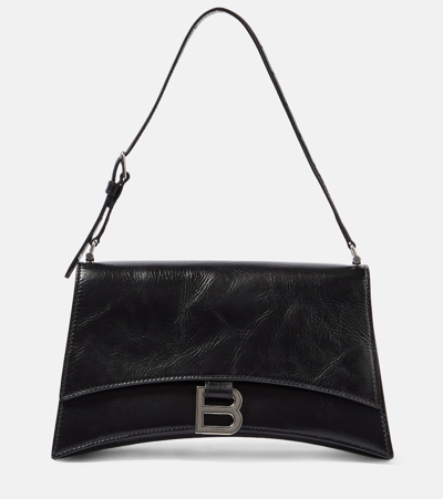 Balenciaga Crush Small Leather Shoulder Bag In Black