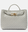 Bottega Veneta Medium Andiamo Leather Top Handle Bag In Agate Grey