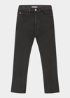 Dl1961 Girl's Emie High Rise Straight-leg Denim Jeans In Black Peached Raw