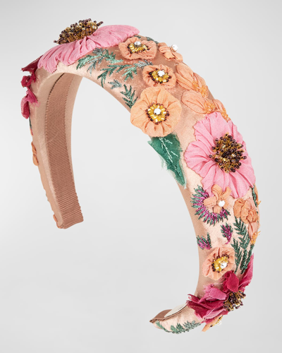 Jennifer Behr Sheryl Embellished Floral Headband In Pink