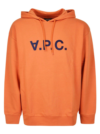 A.p.c. V.p.c. Logo-print Hoodie In Orange