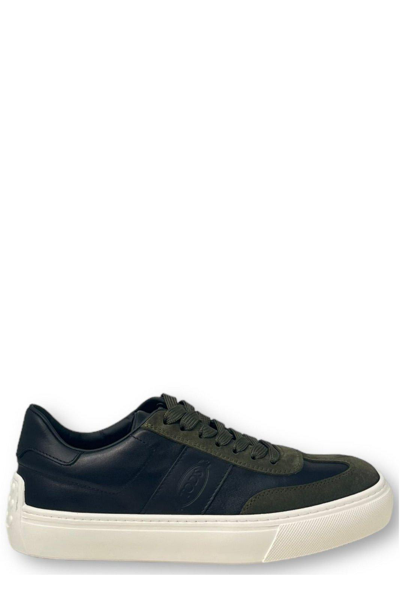 Tod's Panelled Logo Debossed Trainers Tods In Black, Green