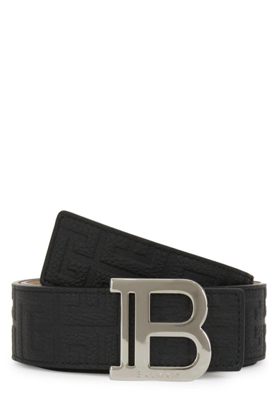 Balmain Logo Plaque Belt In Noir