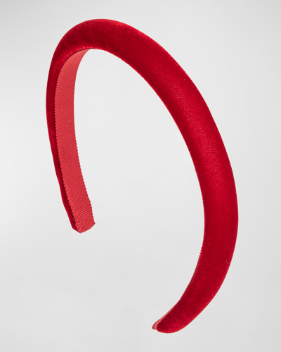 Jennifer Behr Tiana Velvet Headband In Ruby