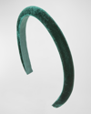 Jennifer Behr Tiana Velvet Headband In Emerald