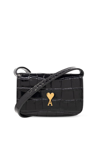Ami Alexandre Mattiussi Ami Paris Logo Plaque Embossed Wallet In Black