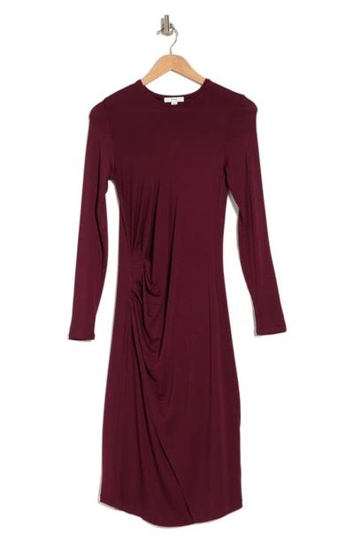 Vince Gathered Midi Dress In Red
