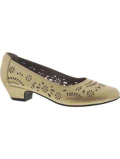 Array Dahlia Womens Faux Leather Perforated Dress Pumps In Gold