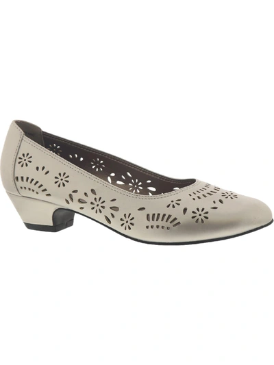Array Dahlia Womens Faux Leather Perforated Dress Pumps In Silver