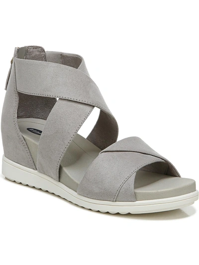 Dr. Scholl's Shoes Golden Hour Womens Ankle Open Toe Wedge Sandals In Grey