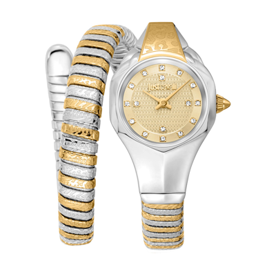 Just Cavalli Women's Two Tone Stainless Steel & Crystal Wrap Watch/22mm In Yellow Gold Silver