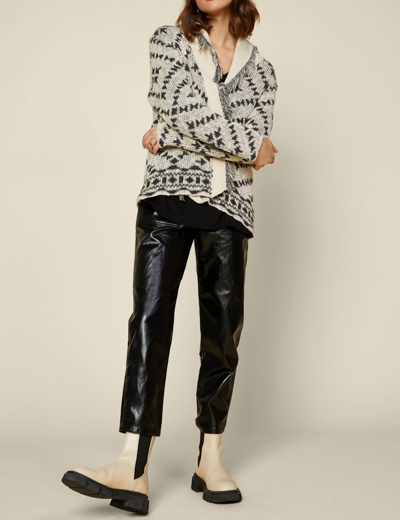 Skies Are Blue Carthage Open Knit Cardigan In Black/ivory In Beige
