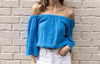 Michael Stars Isabel Convertible Gauze Top In Blue