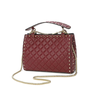 Tiffany & Fred Paris Tiffany & Fred Quilted & Studded Lambskin Leather Shoulder Bag In Red