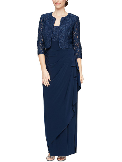 Alex Evenings Womens Lace 2pc Evening Dress In Blue