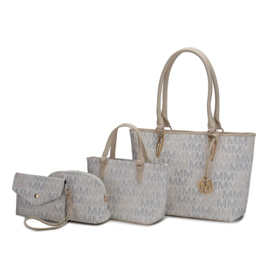 Mkf Collection By Mia K Alexy Tote M Signature 4 Pcs Set Handbag In White