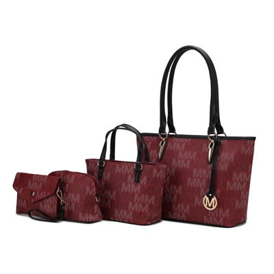 Mkf Collection By Mia K Alexy Tote M Signature 4 Pcs Set Handbag In Red