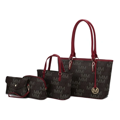 Mkf Collection By Mia K Alexy Tote M Signature 4 Pcs Set Handbag In Black