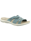 Earth Origins Suella Womens Slip On Padded Insole Slide Sandals In Blue