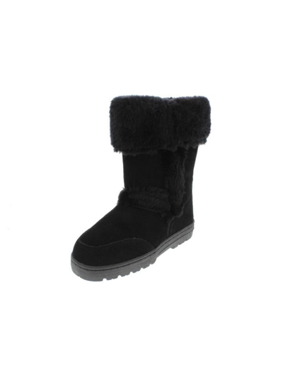 Style & Co Witty Womens Suede Mid-calf Winter Boots In Black
