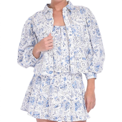 Love The Label Sula Eyelet Top In Blue Printed Eyelet In Multi