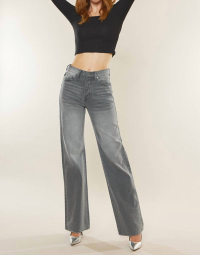 Kancan Alessia Ultra High Rise 90's Flare Jean In Light Grey Wash