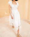 Ulla Johnson Leona Cotton-linen Lace-hem Midi Dress In White