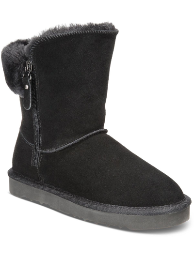 Style & Co Witty Womens Suede Faux Fur Casual Boots In Black