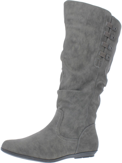 Cliffs By White Mountain Francie Womens Faux Leather Slouchy Knee-high Boots In Grey