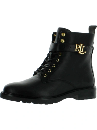 Ralph Lauren Elridge Womens Leather Lace-up Ankle Boots In Black