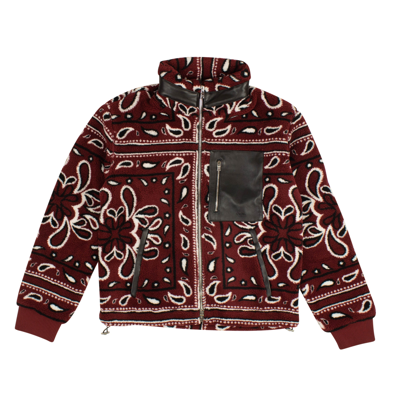 Amiri Red Printed Bandana Fleece Jacket In Black