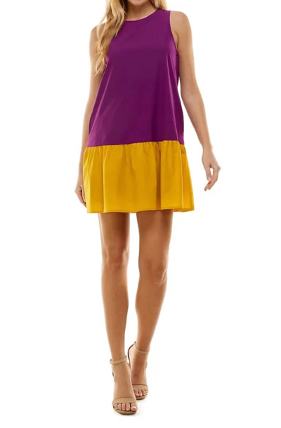 Tcec Color Block Dress In Purple/yellow