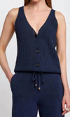 KNITSS BRAID DETAILED SLEEVELESS FLOW TOP IN NAVY