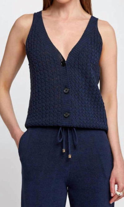 Knitss Braid Detailed Sleeveless Flow Top In Navy In Blue