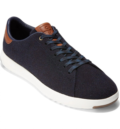 Cole Haan Men's Grandpro Tennis Sneaker In Navy Ink Wool/british Tan In Blue