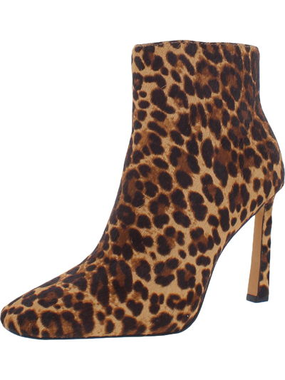 Vince Camuto Womens Calf Hair Animal Print Ankle Boots In Brown