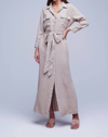 L Agence Cameron Linen Shirt Dress In Dune In Multi