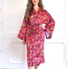 8 OAK LANE FLORAL SATIN ROBE IN BURGUNDY